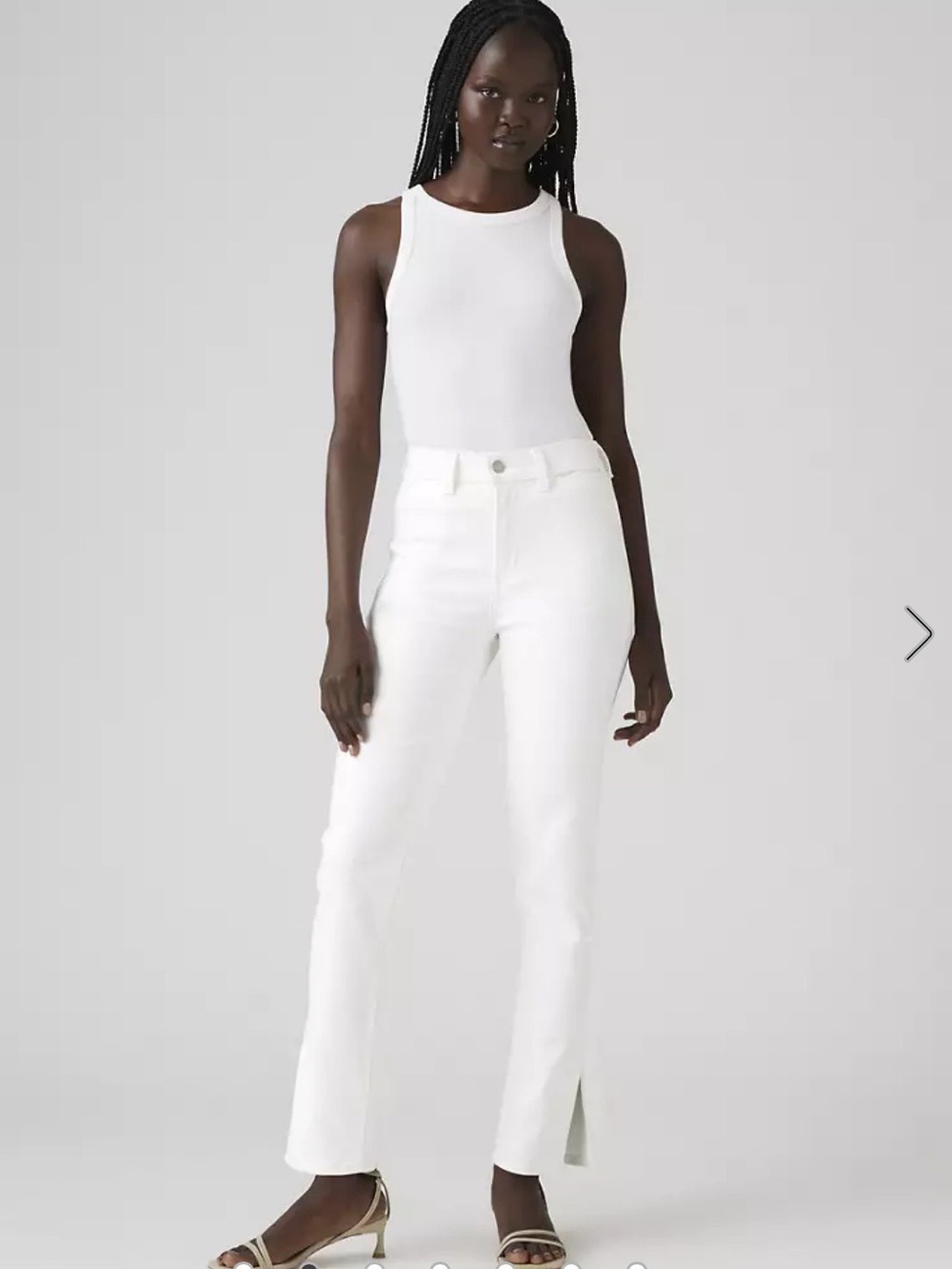 NWT Levi’s 724 High Rise Straight White Side Slit Jeans 26x32 $99 MSRP